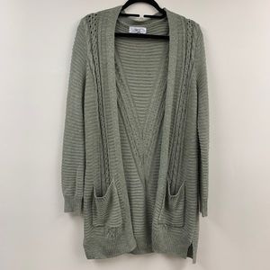 olive green knit cardigan